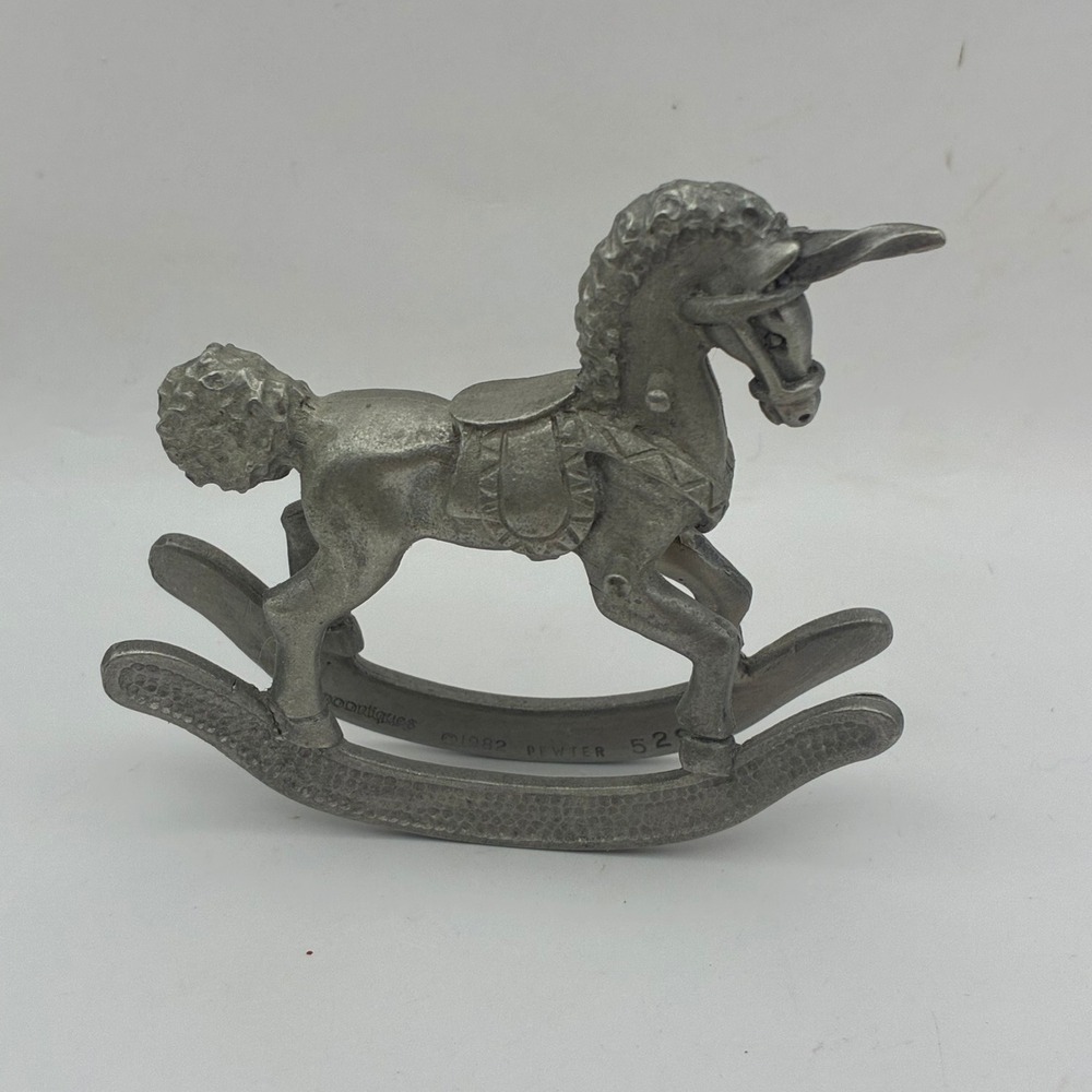 Vintage 1982 Spoontiques Pewter Rocking Unicorn Figurine 529 Miniature Fantasy